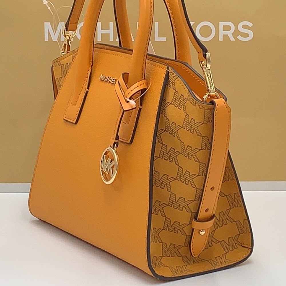 MICHAEL KORS AVRIL SMALL TOP ZIP SATCHEL CROSSBODY BAG HONEYCOMB COLOR - Picture 6 of 14
